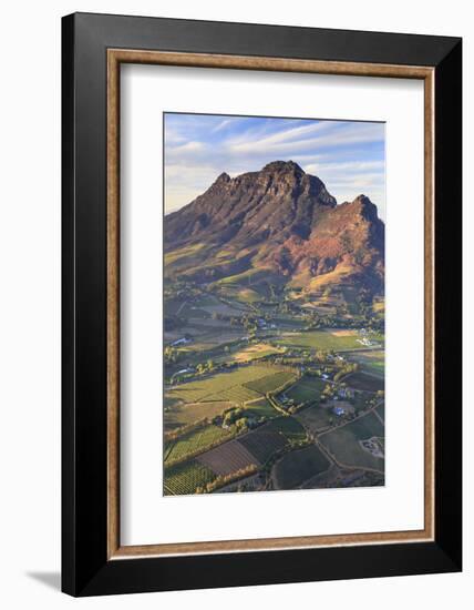 South Africa, Western Cape, Stellenbosch, Aerial view of Simonsberg Mountain range and Stellenbosch-Michele Falzone-Framed Photographic Print