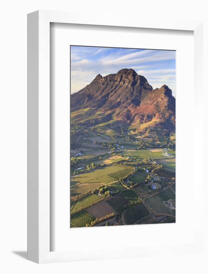 South Africa, Western Cape, Stellenbosch, Aerial view of Simonsberg Mountain range and Stellenbosch-Michele Falzone-Framed Photographic Print