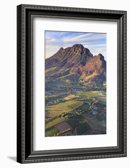 South Africa, Western Cape, Stellenbosch, Aerial view of Simonsberg Mountain range and Stellenbosch-Michele Falzone-Framed Photographic Print