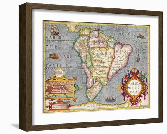 'South America (America Meridionalis): from the Atlas of Gerardus Mercator', 1633, (1936)-Gerardus Mercator-Framed Giclee Print