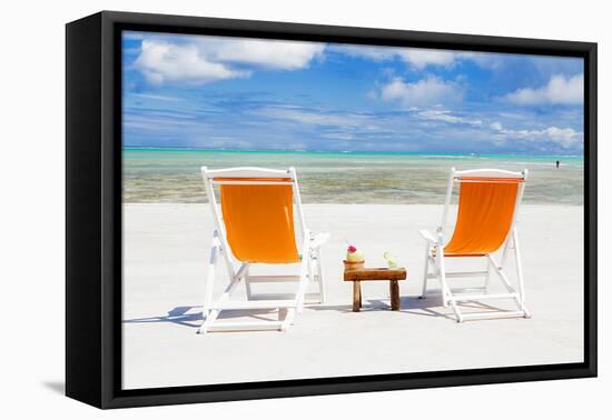 South America, Brazil, Alagoas, Praia Do Riacho, Sun Loungers and Cocktails on the Beach Pr-Alex Robinson-Framed Premier Image Canvas