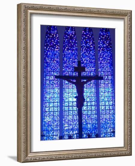 South America, Brazil, Brasilia, Distrito Federal, the Santuario Dom Bosco Church, Stained Glass Wi-Alex Robinson-Framed Photographic Print