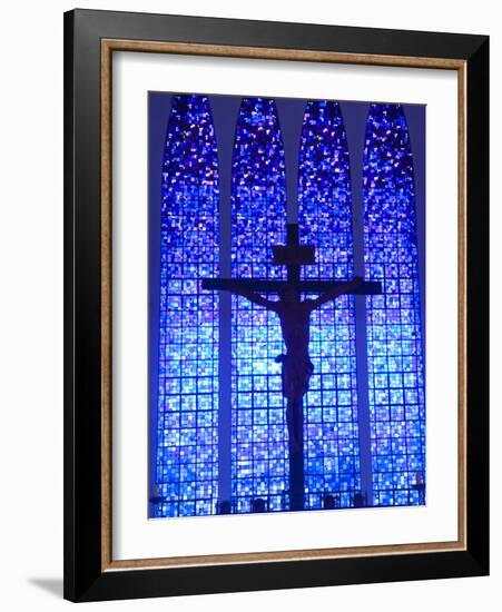 South America, Brazil, Brasilia, Distrito Federal, the Santuario Dom Bosco Church, Stained Glass Wi-Alex Robinson-Framed Photographic Print