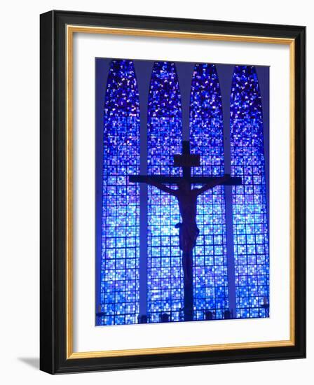 South America, Brazil, Brasilia, Distrito Federal, the Santuario Dom Bosco Church, Stained Glass Wi-Alex Robinson-Framed Photographic Print