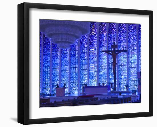 South America, Brazil, Brasilia, Distrito Federal, the Santuario Dom Bosco Church, Stained Glass Wi-Alex Robinson-Framed Photographic Print