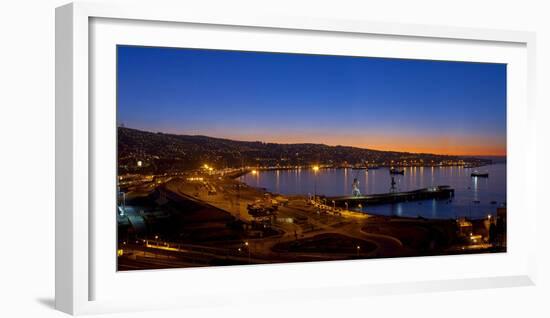 South America, Chile, Pacific Coast, Valparaiso, Harbour Bay, Evening Mood-Chris Seba-Framed Photographic Print