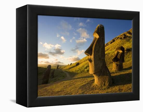 South America, Chile, Rapa Nui, Easter Island, Giant Monolithic Stone Maoi Statues at Rano Raraku-Gavin Hellier-Framed Premier Image Canvas