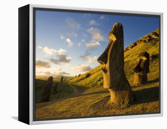 South America, Chile, Rapa Nui, Easter Island, Giant Monolithic Stone Maoi Statues at Rano Raraku-Gavin Hellier-Framed Premier Image Canvas