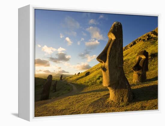 South America, Chile, Rapa Nui, Easter Island, Giant Monolithic Stone Maoi Statues at Rano Raraku-Gavin Hellier-Framed Premier Image Canvas