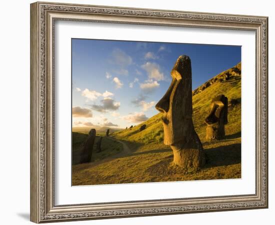 South America, Chile, Rapa Nui, Easter Island, Giant Monolithic Stone Maoi Statues at Rano Raraku-Gavin Hellier-Framed Photographic Print