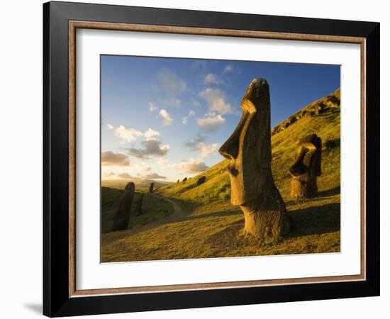 South America, Chile, Rapa Nui, Easter Island, Giant Monolithic Stone Maoi Statues at Rano Raraku-Gavin Hellier-Framed Photographic Print