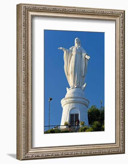 South America, Chile, Santiago De Chile, Mountain Cerro San Cristobal, Statue of the Virgin Mary-Chris Seba-Framed Photographic Print