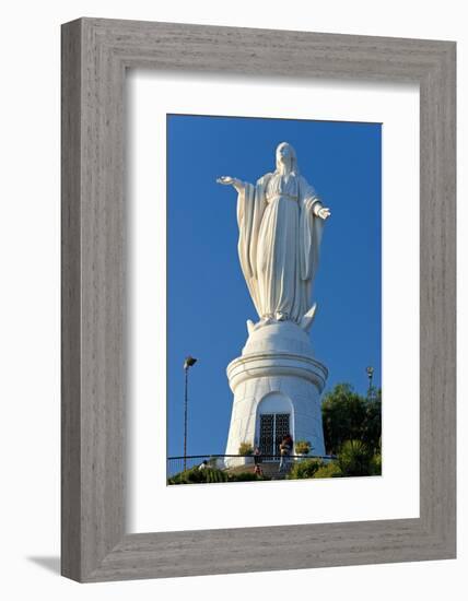 South America, Chile, Santiago De Chile, Mountain Cerro San Cristobal, Statue of the Virgin Mary-Chris Seba-Framed Photographic Print