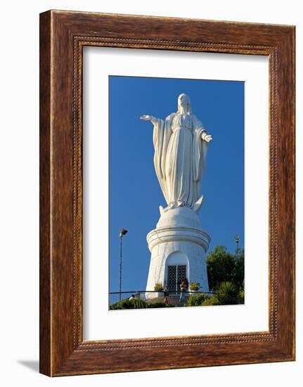 South America, Chile, Santiago De Chile, Mountain Cerro San Cristobal, Statue of the Virgin Mary-Chris Seba-Framed Photographic Print