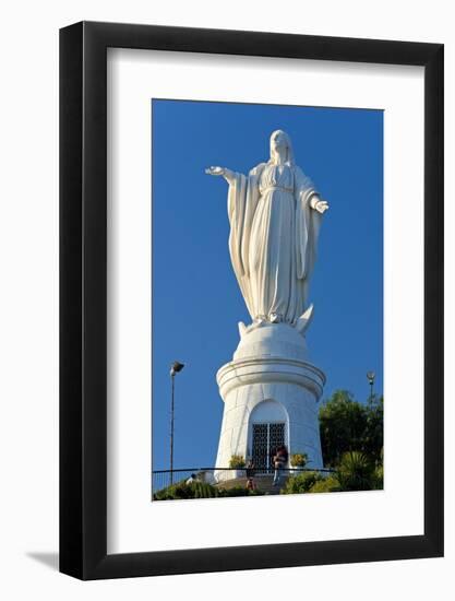 South America, Chile, Santiago De Chile, Mountain Cerro San Cristobal, Statue of the Virgin Mary-Chris Seba-Framed Photographic Print