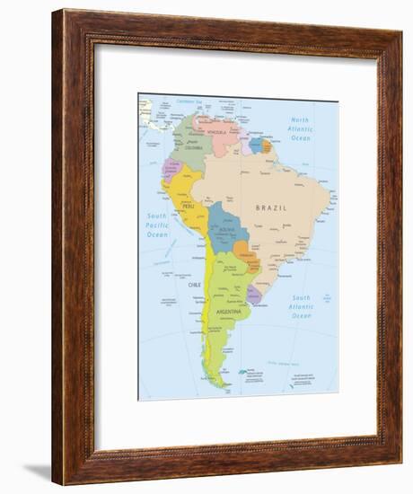 South America-Highly Detailed Map-ekler-Framed Art Print