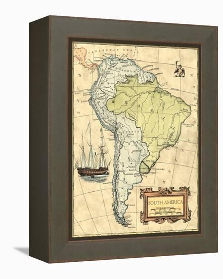 South America Map-Vision Studio-Framed Stretched Canvas