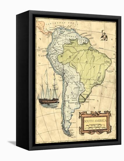 South America Map-Vision Studio-Framed Stretched Canvas