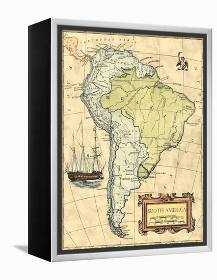 South America Map-Vision Studio-Framed Stretched Canvas