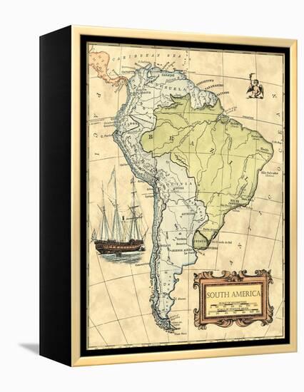 South America Map-Vision Studio-Framed Stretched Canvas