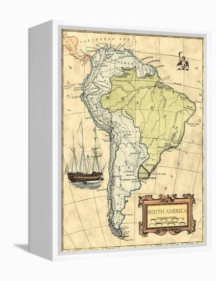 South America Map-Vision Studio-Framed Stretched Canvas