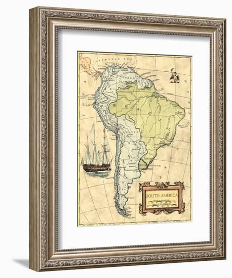 South America Map-Vision Studio-Framed Premium Giclee Print