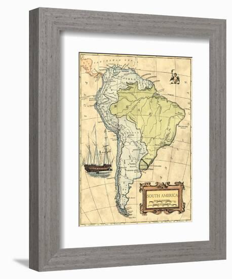 South America Map-Vision Studio-Framed Premium Giclee Print