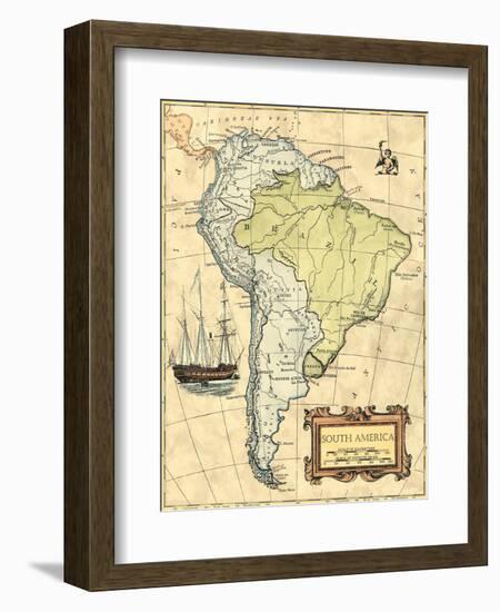 South America Map-Vision Studio-Framed Premium Giclee Print