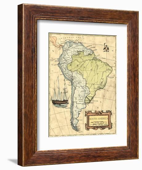 South America Map-Vision Studio-Framed Premium Giclee Print