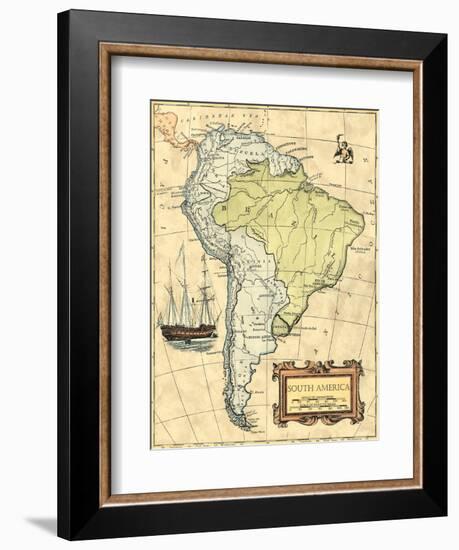 South America Map-Vision Studio-Framed Premium Giclee Print