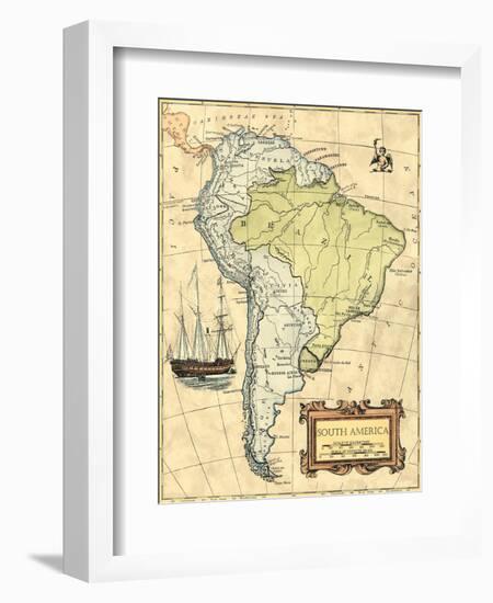 South America Map-Vision Studio-Framed Premium Giclee Print