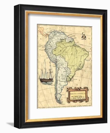 South America Map-Vision Studio-Framed Premium Giclee Print