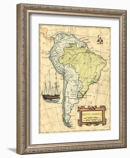 South America Map-Vision Studio-Framed Art Print