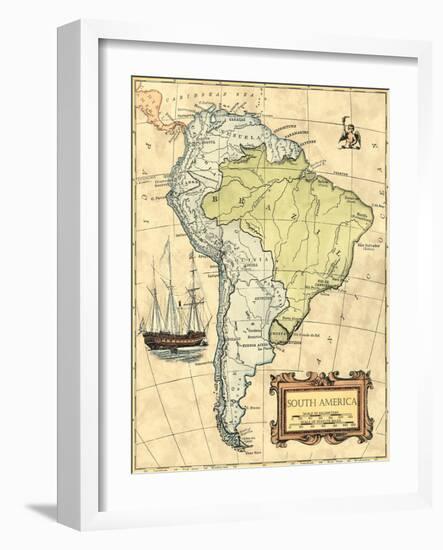 South America Map-Vision Studio-Framed Art Print