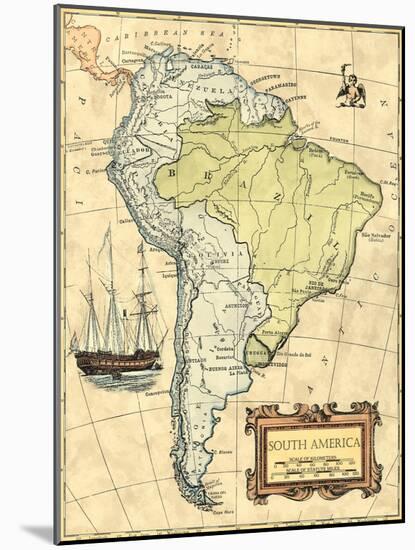 South America Map-Vision Studio-Mounted Art Print