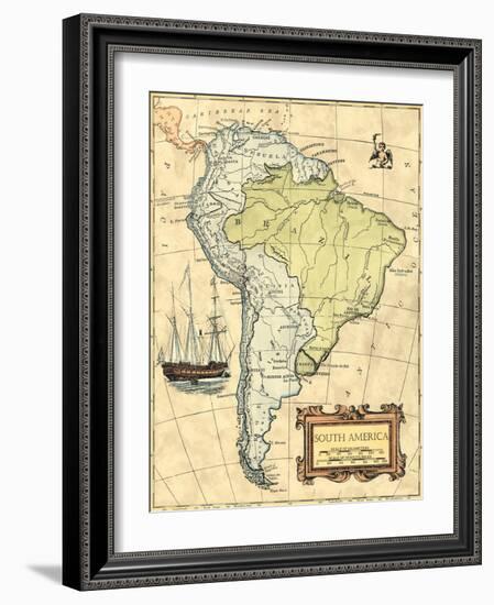 South America Map-Vision Studio-Framed Art Print