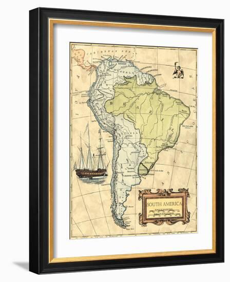 South America Map-Vision Studio-Framed Art Print