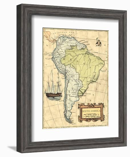 South America Map-Vision Studio-Framed Art Print