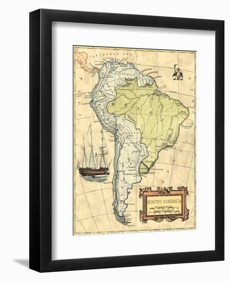 South America Map-Vision Studio-Framed Art Print