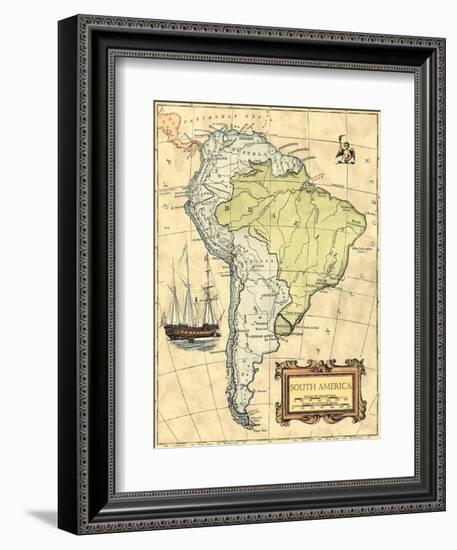 South America Map-Vision Studio-Framed Art Print