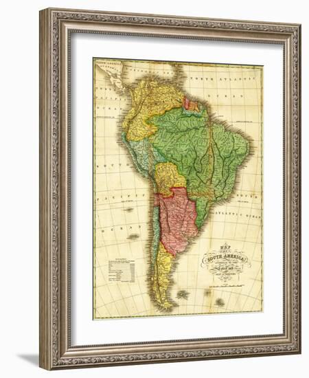 South America - Panoramic Map-Lantern Press-Framed Art Print