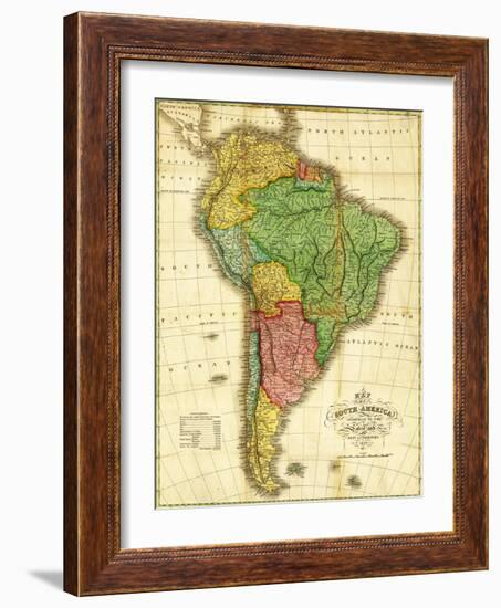 South America - Panoramic Map-Lantern Press-Framed Art Print