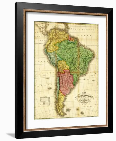 South America - Panoramic Map-Lantern Press-Framed Art Print