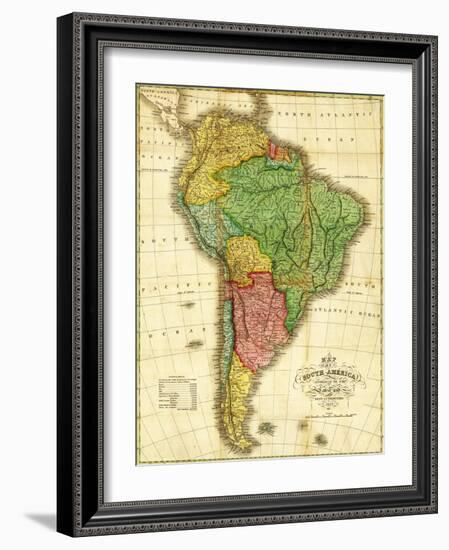 South America - Panoramic Map-Lantern Press-Framed Art Print