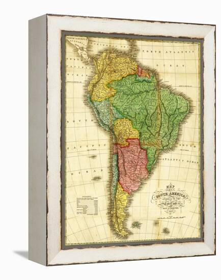 South America - Panoramic Map-Lantern Press-Framed Stretched Canvas