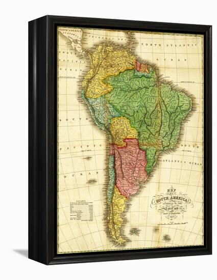 South America - Panoramic Map-Lantern Press-Framed Stretched Canvas