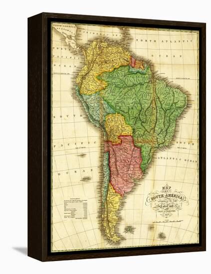 South America - Panoramic Map-Lantern Press-Framed Stretched Canvas