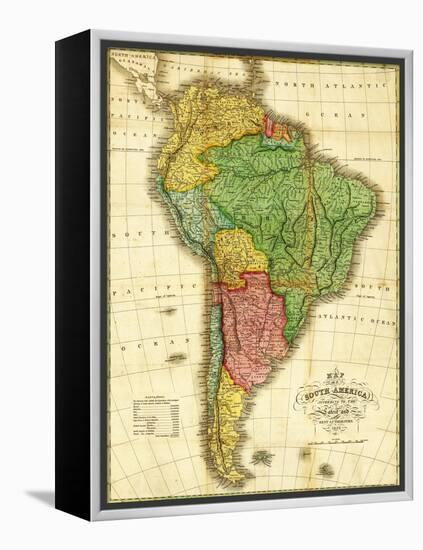 South America - Panoramic Map-Lantern Press-Framed Stretched Canvas