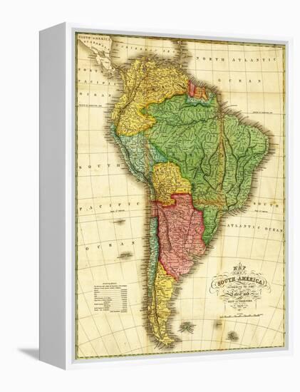 South America - Panoramic Map-Lantern Press-Framed Stretched Canvas