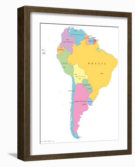 South America Single States Map-Peter Hermes Furian-Framed Art Print